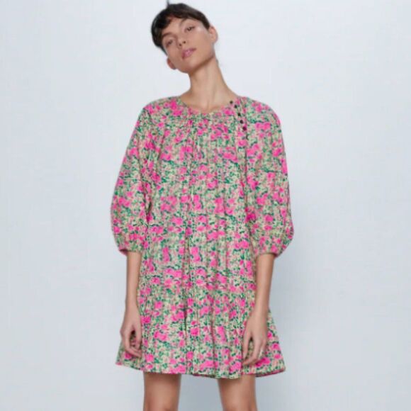 LAST 1!🔥ZARA PUFF SHOULDER PRINT DRESS - Picture 16 of 16